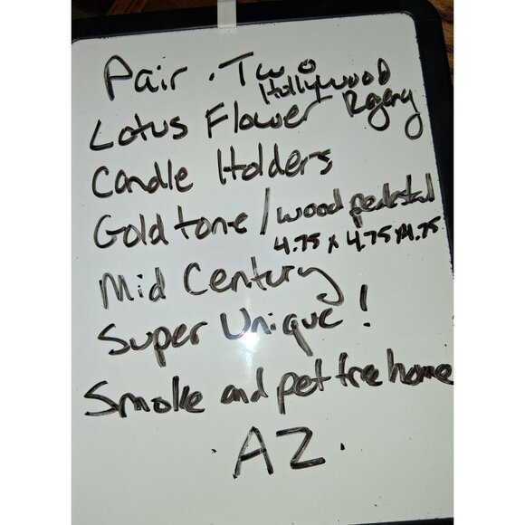 Lotus Flower Brass Wood Flower Petal Candle Holders Set Of 2 - Picture 9 of 9